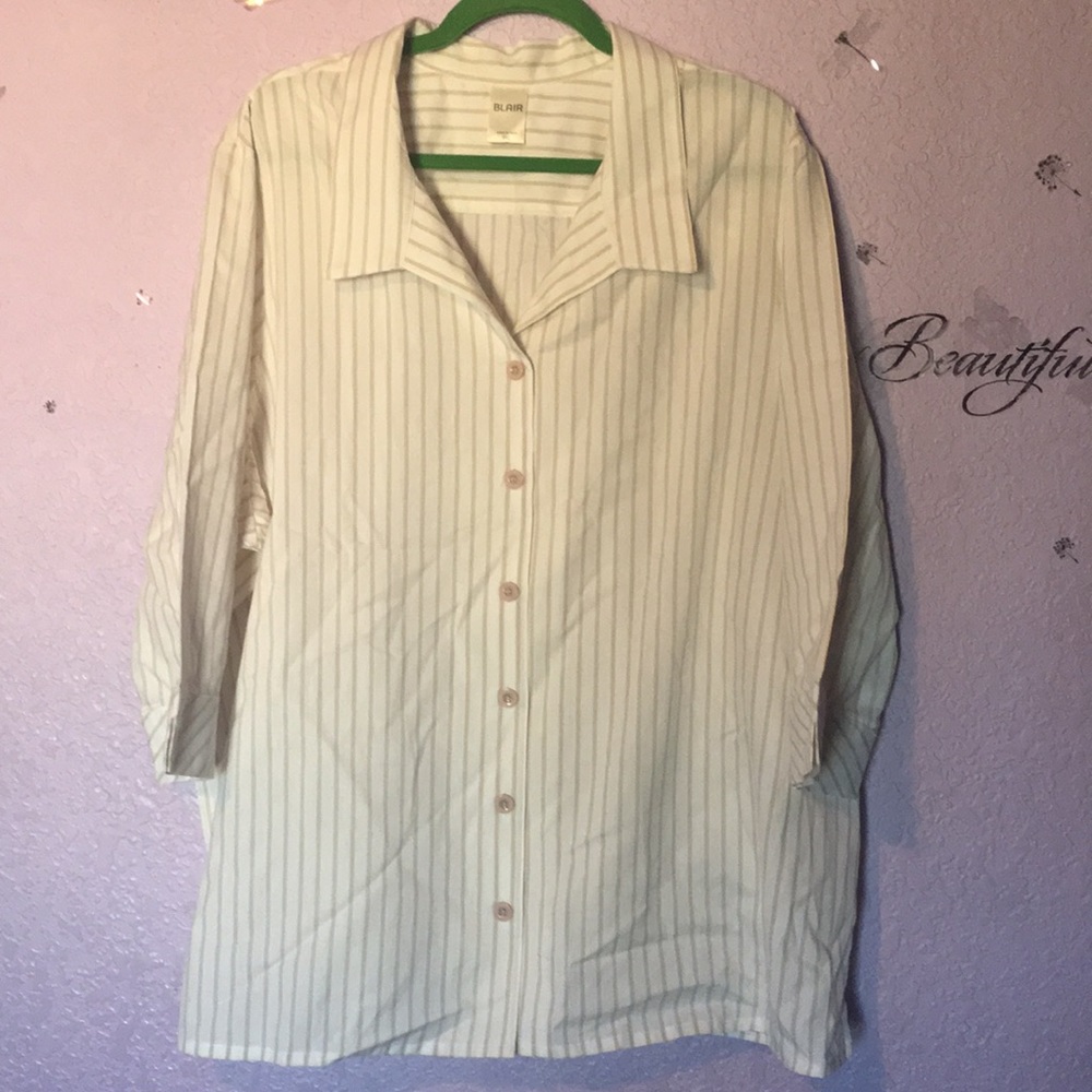 Plus Size Stripped Button Business Work Attire Top - image 3